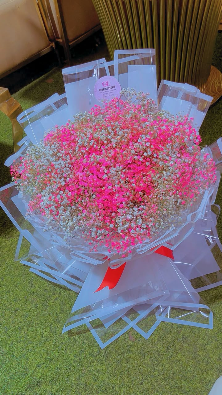 Glowrie pink cloud baby's breath bouquet